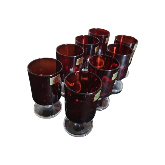 Vintage Luminarc Arcoroc France Ruby Red Stemmed Glass Goblet 4" - Picture 7 of 9